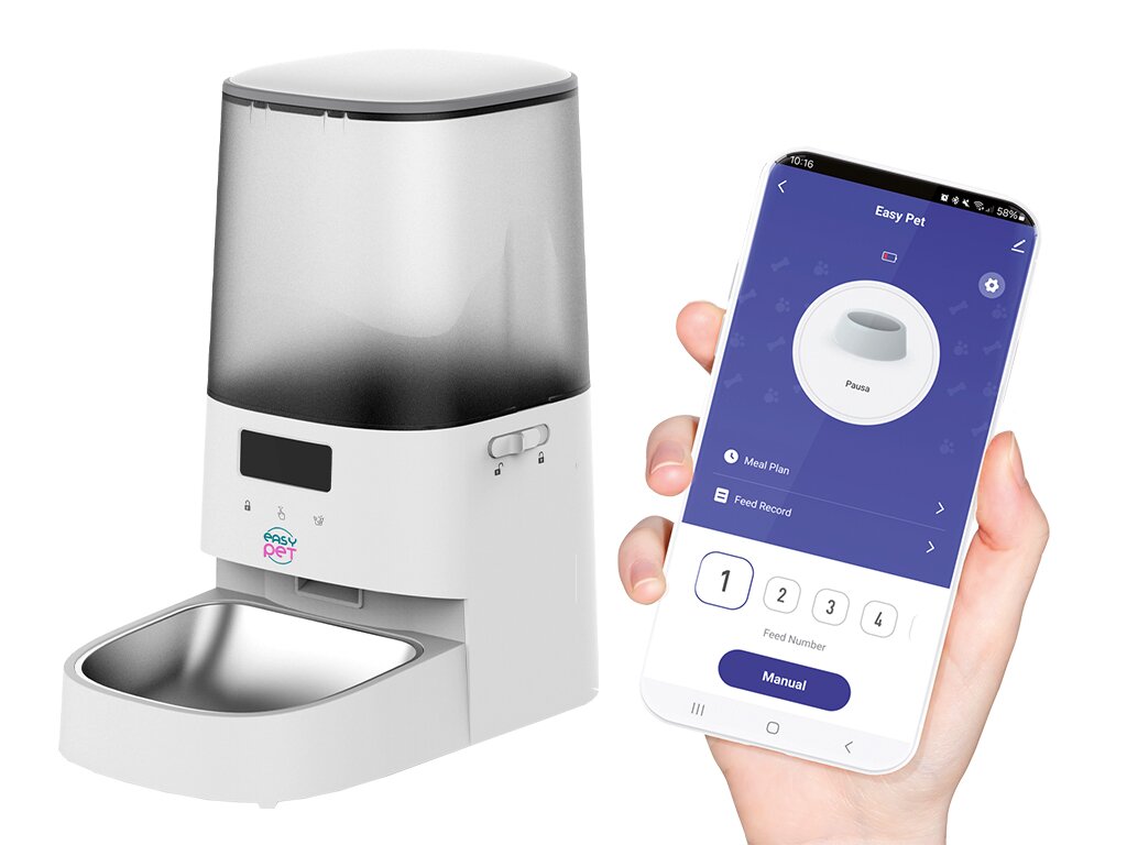 Oneisall Distributore 2 In 1 Per Gatti, Cibo 5L E Acqua 3,5L, 36 Tazze, Con Alimentazione Programmabile E Ciotola In Acciaio - Antiribaltamento